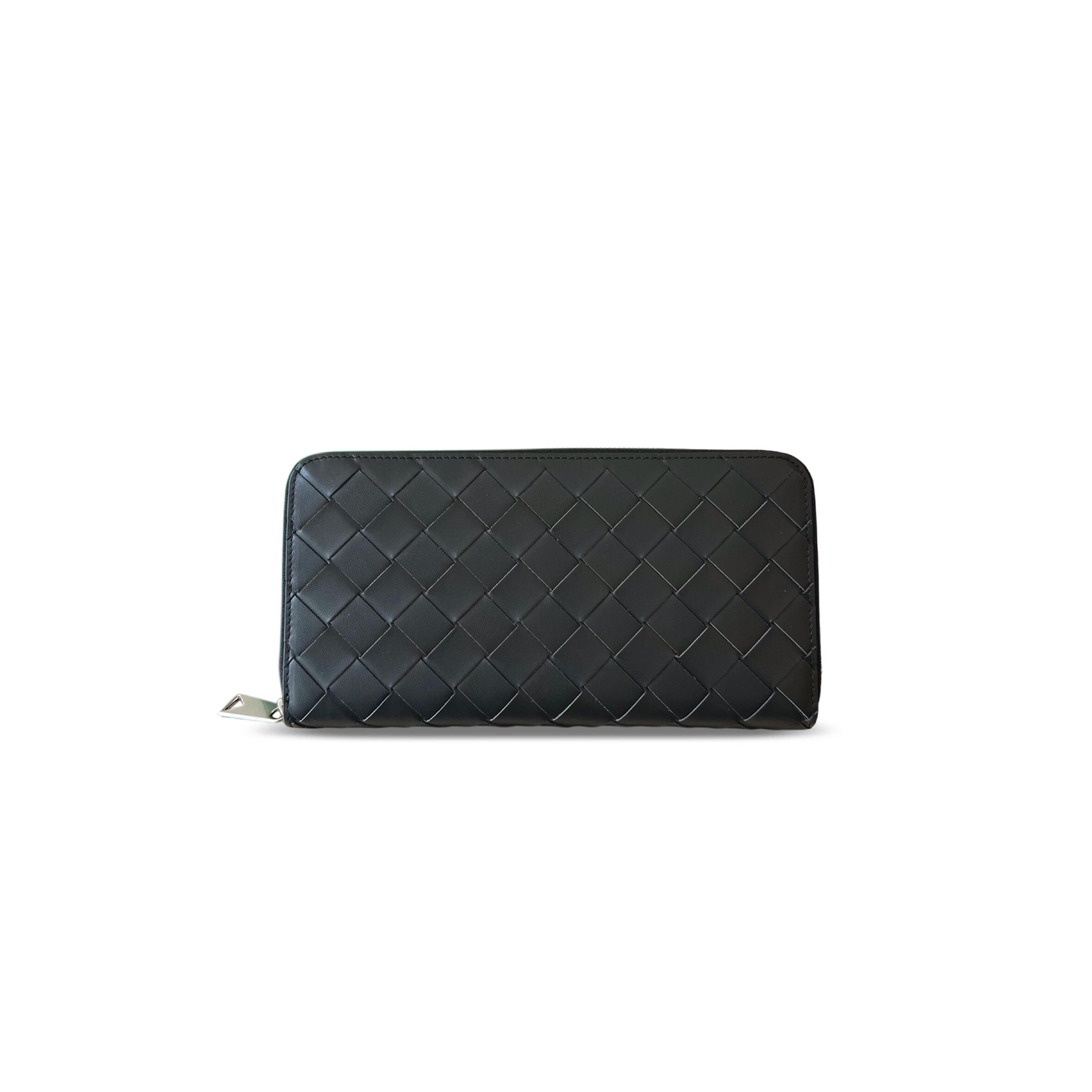 BOTTEGA VENETA INTRECCIATO ZIP-AROUND WALLET BLACK GRASS GREEN 593217 (19*10*2cm)